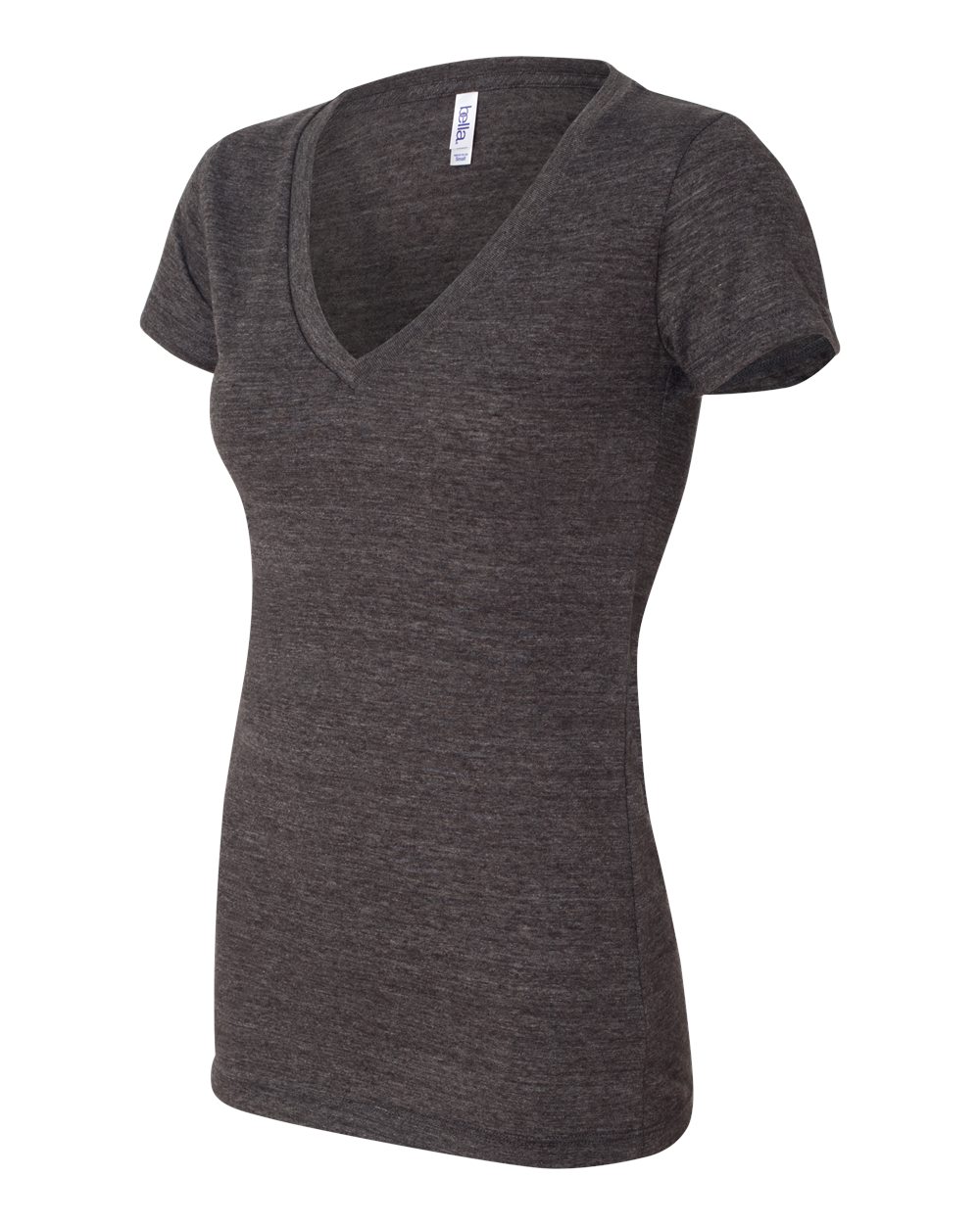 Women’s Triblend Deep V-Neck Tee - Side - B87806094 - Charcoal Black Triblend