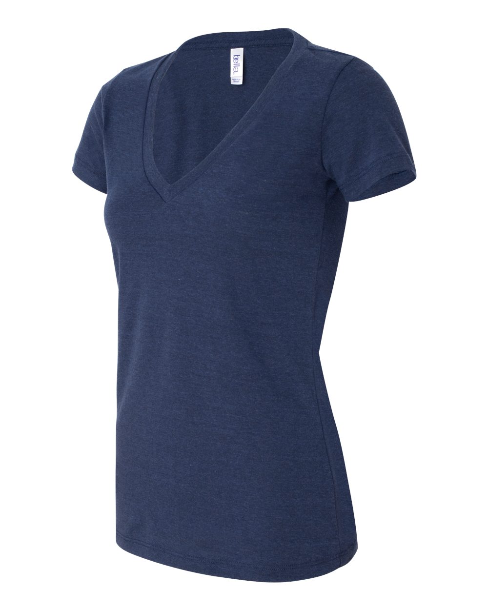 Women’s Triblend Deep V-Neck Tee - Side - B87806655 - Navy Triblend