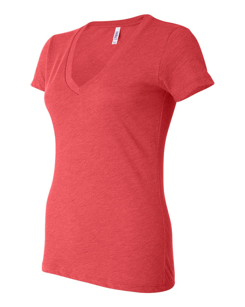Women’s Triblend Deep V-Neck Tee - Side - B87806707 - Red Triblend