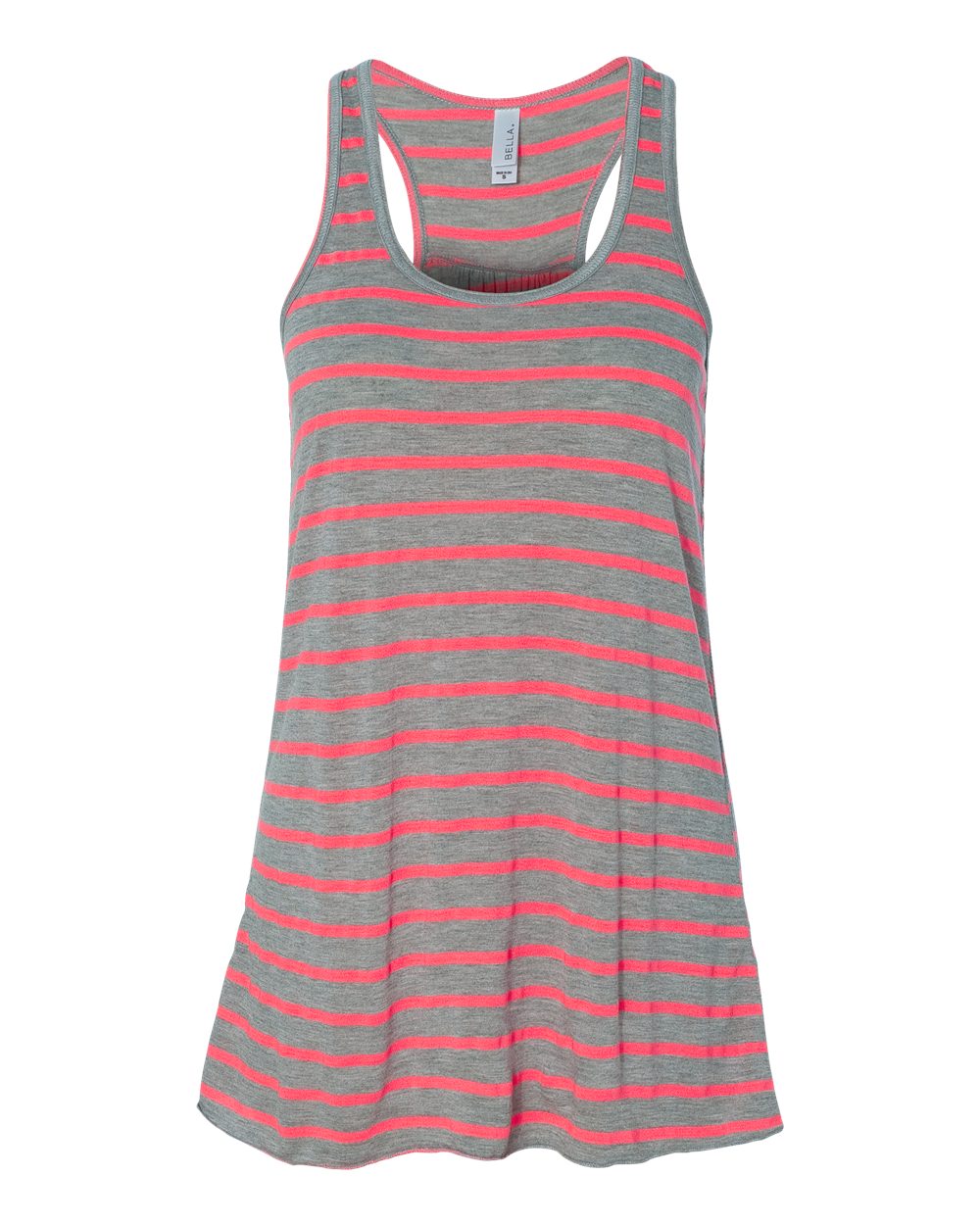 Women's Flowy Racerback Tank - Front - B87406142 - Athletic Heather/ Neon Pink