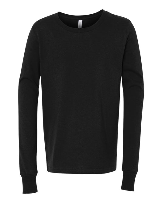 Youth Jersey Long Sleeve Tee - Front - B15606503 - Black