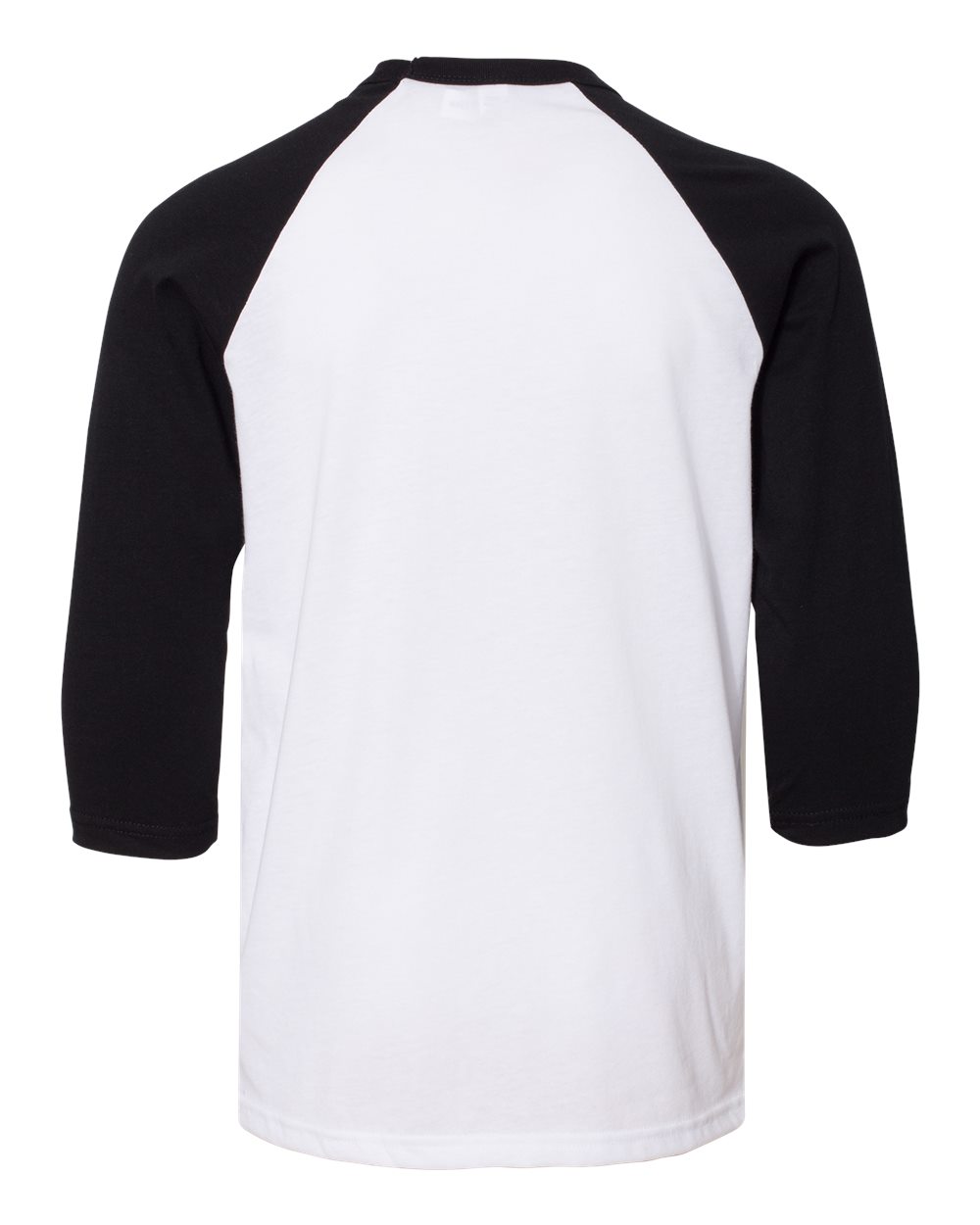 Youth Three-Quarter Sleeve Baseball Tee - Back - B36406513 - White/ Black