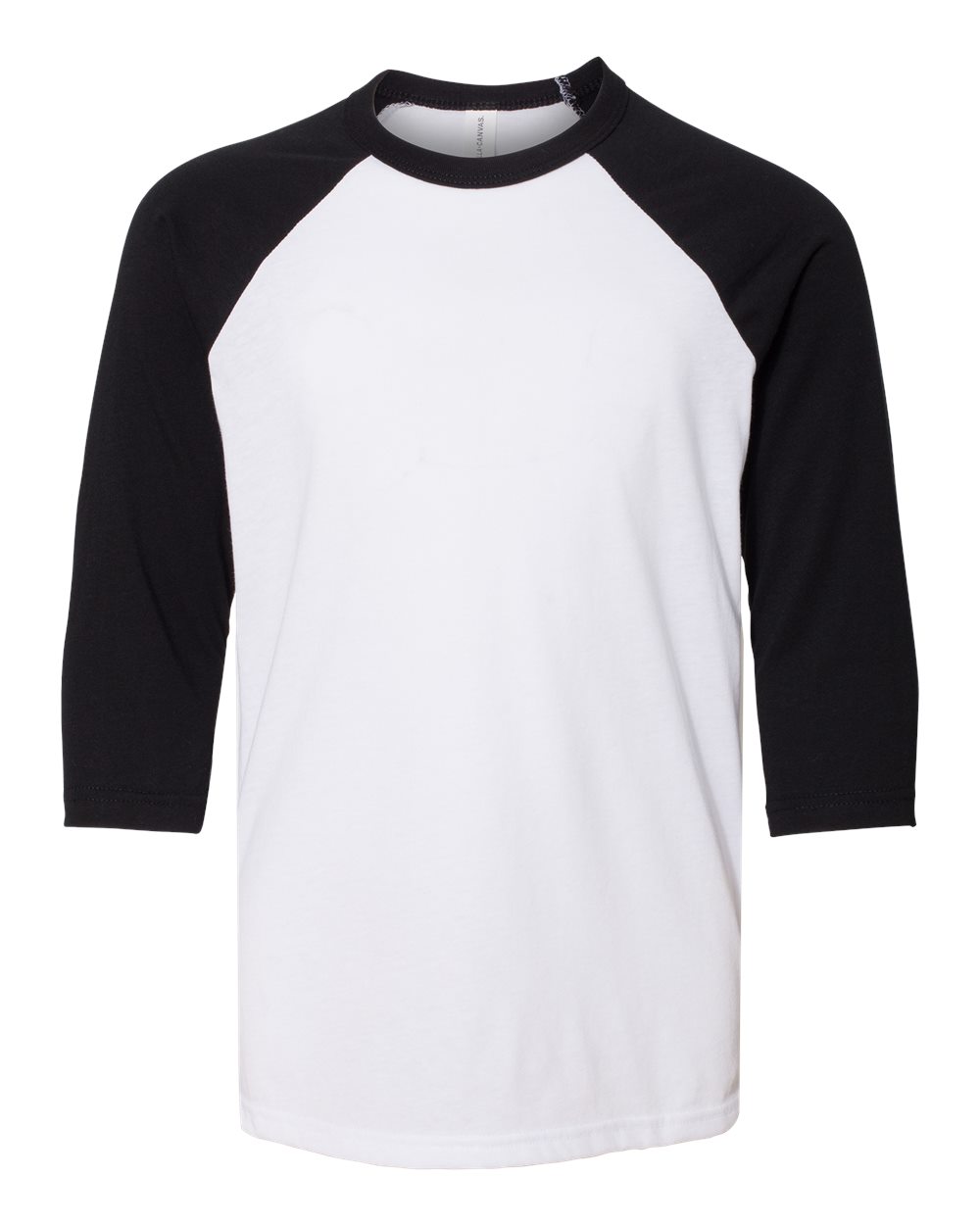 Youth Three-Quarter Sleeve Baseball Tee - Front - B36406513 - White/ Black