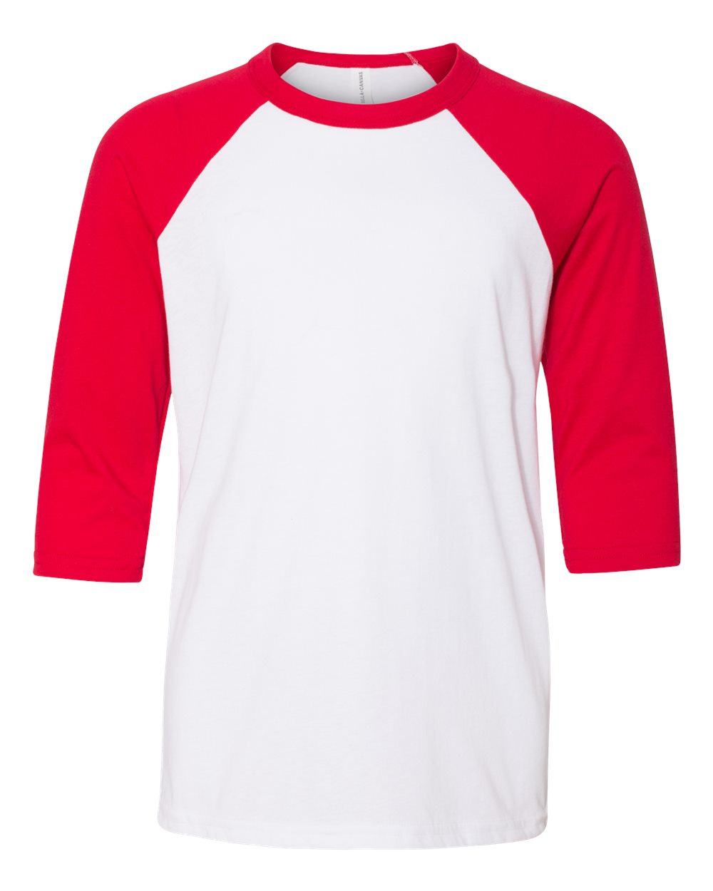 Youth Three-Quarter Sleeve Baseball Tee - Front - B36406713 - White/ Red