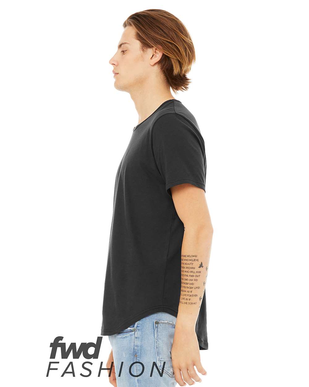 Men's Jersey Curved Hem Tee - DirectSide - B00106203 - Dark Grey