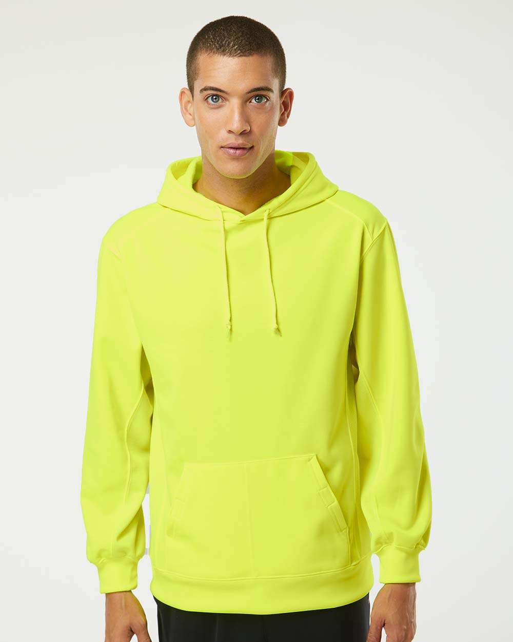 Men's Performance Fleece Hooded Sweatshirt - OnModelFront - B84985172 - Safety Yellow