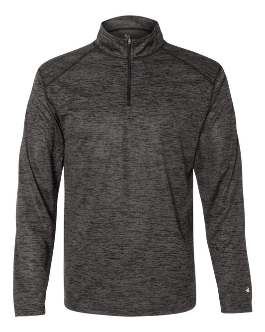 Men's Tonal Blend Quarter-Zip Pullover - Front - B10485502 - Black Tonal Blend