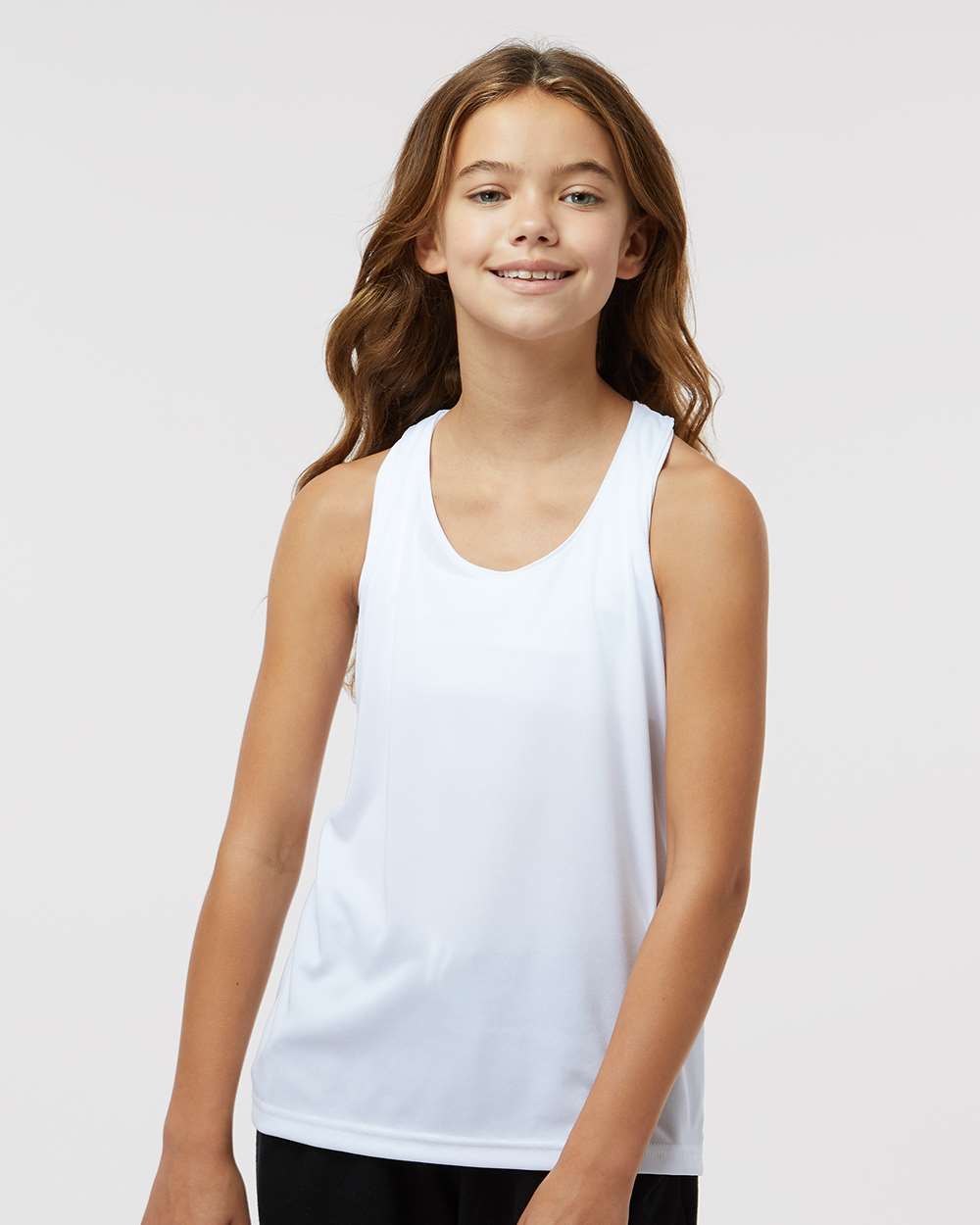 Girls’ B-Core Racerback Tank Top - OnModelFront - B11285002 - White
