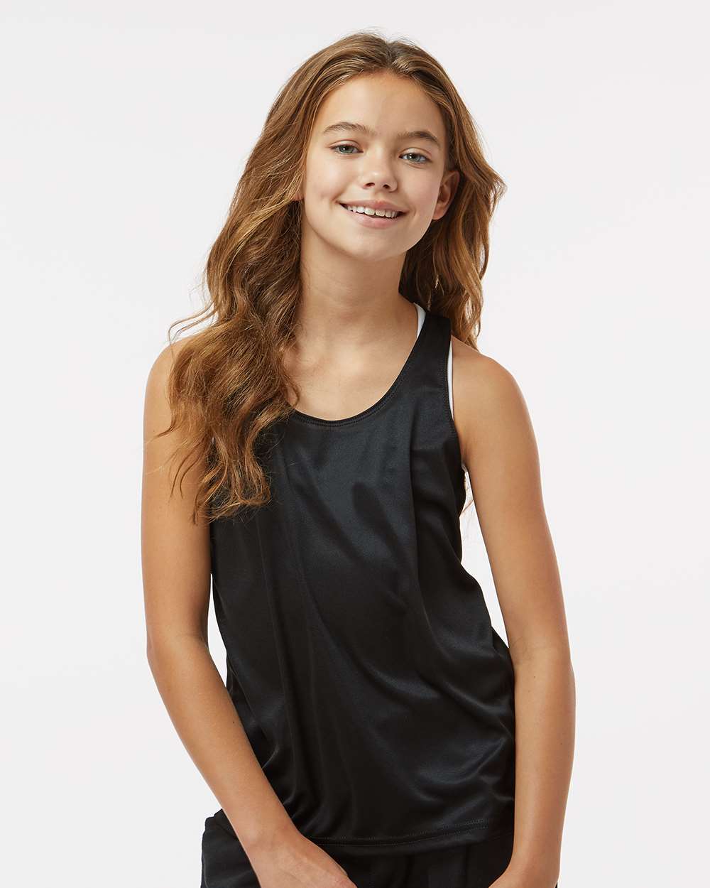 Girls’ B-Core Racerback Tank Top - OnModelFront - B11285502 - Black