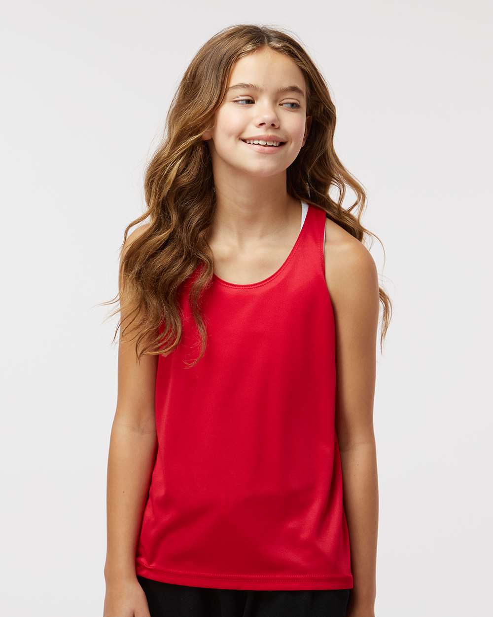 Girls’ B-Core Racerback Tank Top - OnModelFront - B11285702 - Red