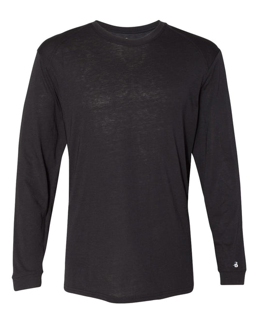 Men's Triblend Performance Long Sleeve T-Shirt - Front - B19585502 - Black