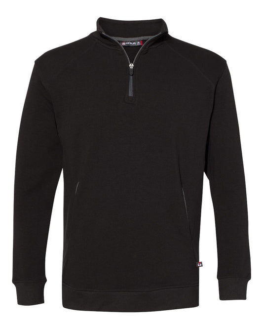 Men's FitFlex French Terry Quarter-Zip Sweatshirt - Front - B22485502 - Black