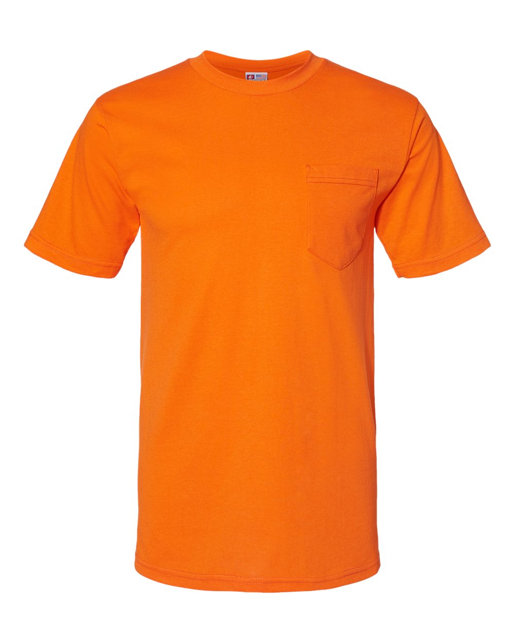 Unisex USA-Made 50/50 Pocket T-Shirt - Front - B05879663 - Safety Orange