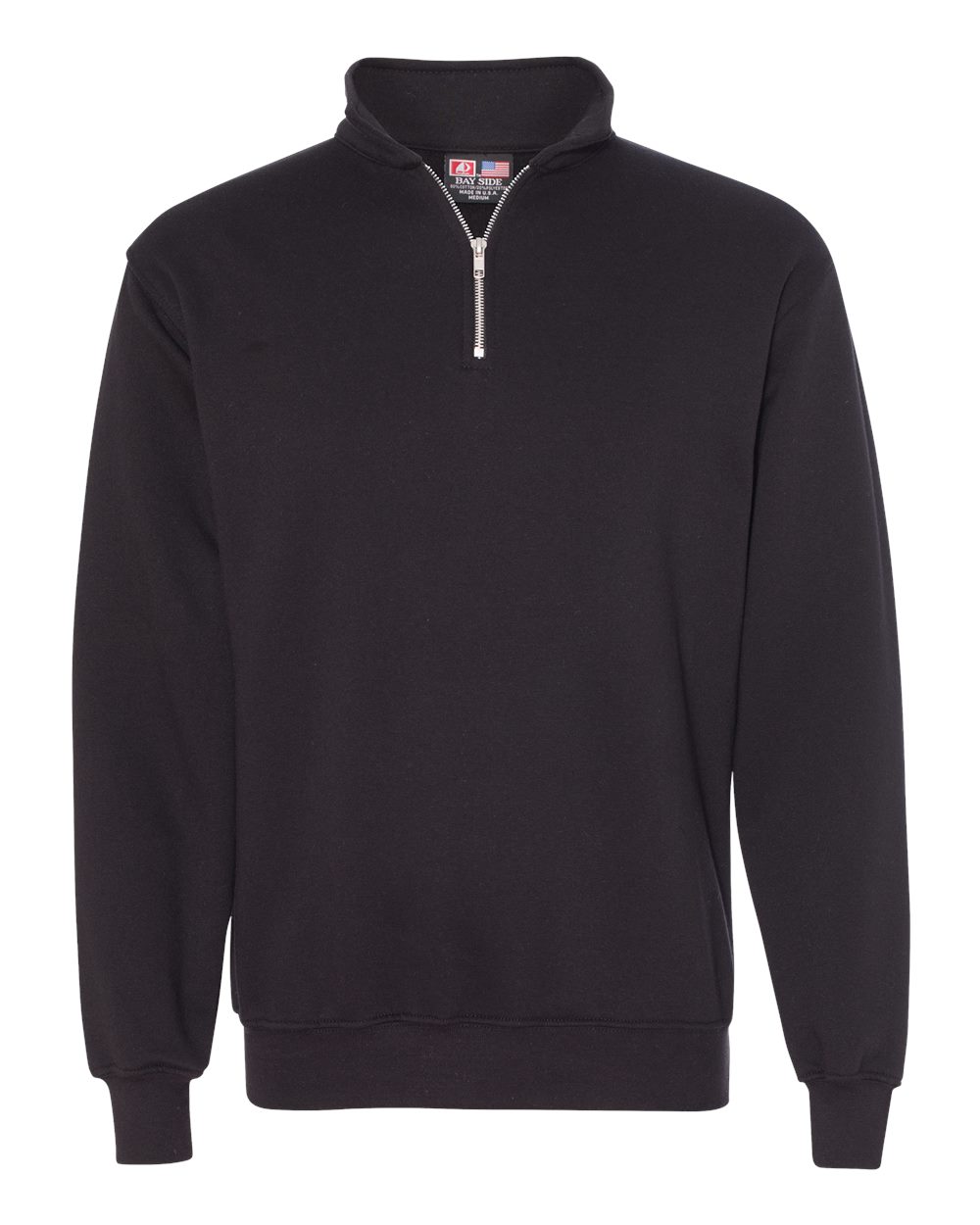 Unisex USA-Made Quarter-Zip Pullover Sweatshirt - Front - B12179503 - Black
