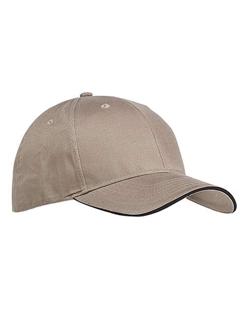 Brushed Twill Sandwich Cap - Front - B884E8100 - Khaki/ Black