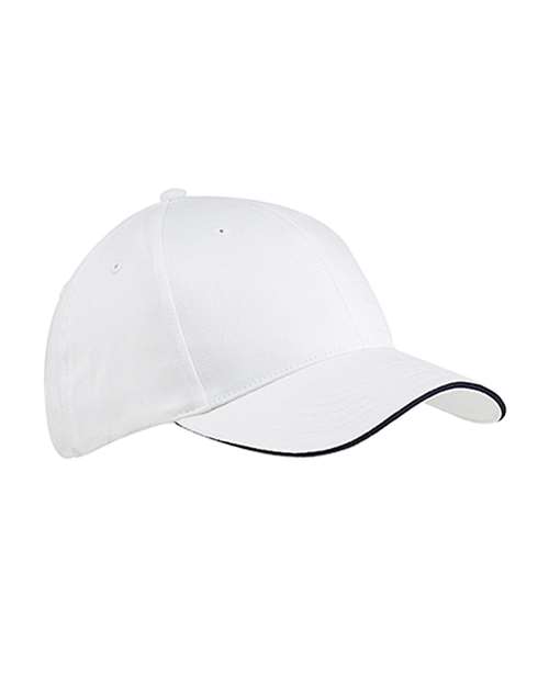 Brushed Twill Sandwich Cap - Front - B884E8120 - White/ Navy