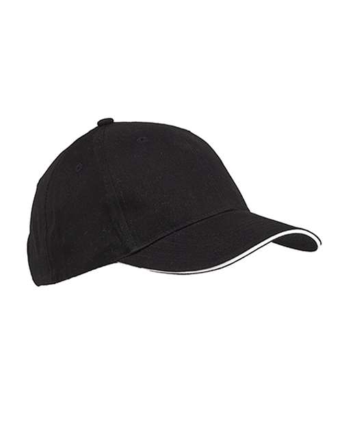 Brushed Twill Sandwich Cap - Front - B884E8500 - Black/ White