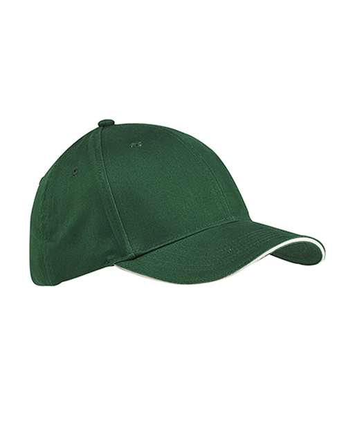 Brushed Twill Sandwich Cap - Front - B884E8540 - Forest/ Stone