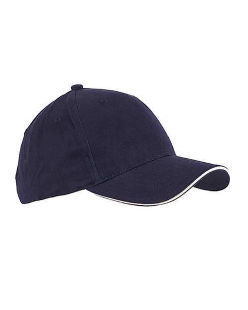 Brushed Twill Sandwich Cap - Front - B884E8650 - Navy/ Stone