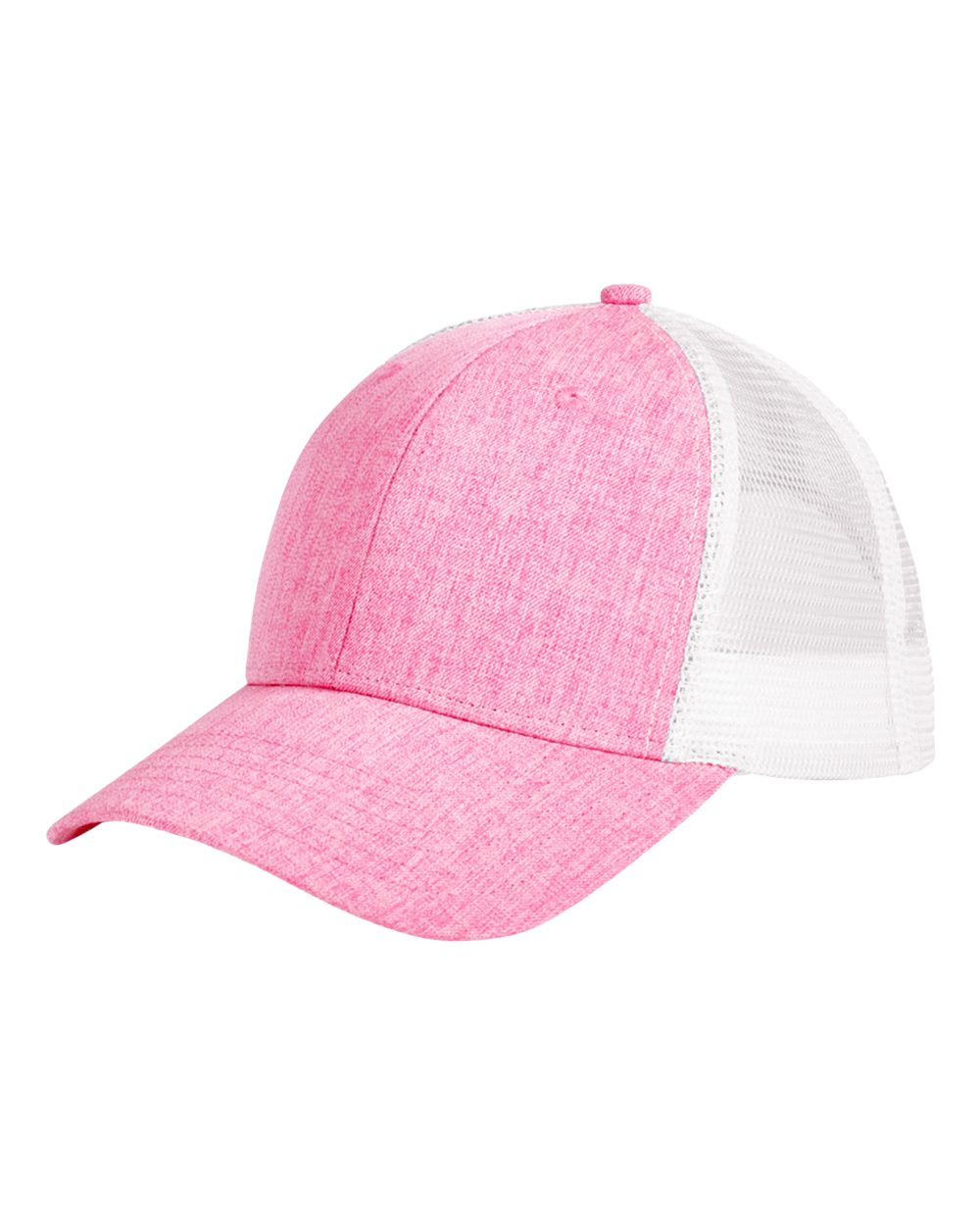 Women's Ponytail Cap - Front - B853E8300 - Heather Pink/ White