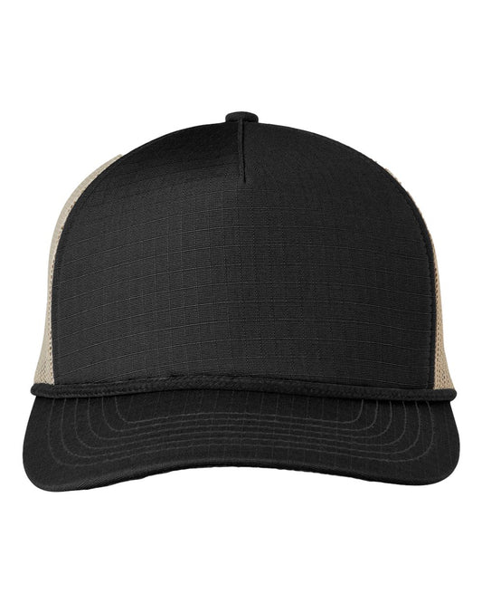 Lariat Ripstop Trucker Cap - Front - B868E8500 - Black/ Black Rope