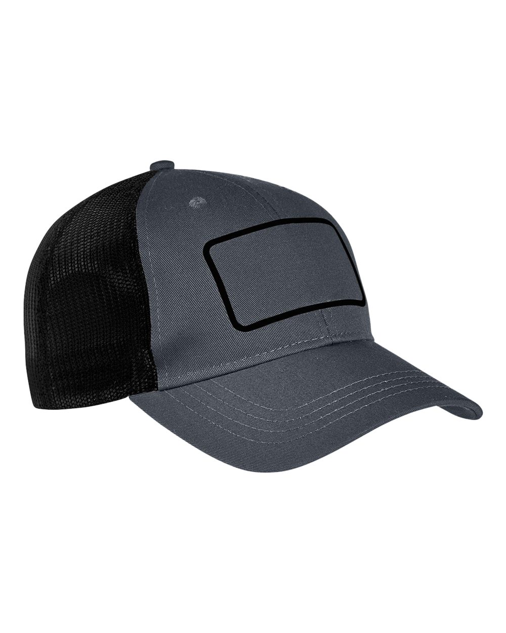 Patch Trucker Cap - Front - B863E8590 - Charcoal/ Black/ Black