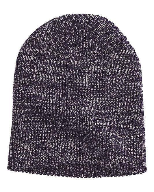Ribbed Marled Beanie - Front - B844E8500 - Black/ Grey