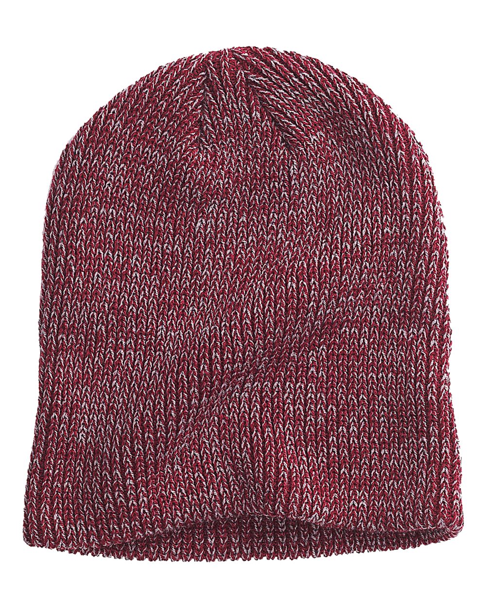Ribbed Marled Beanie - Front - B844E8530 - Maroon/ Grey