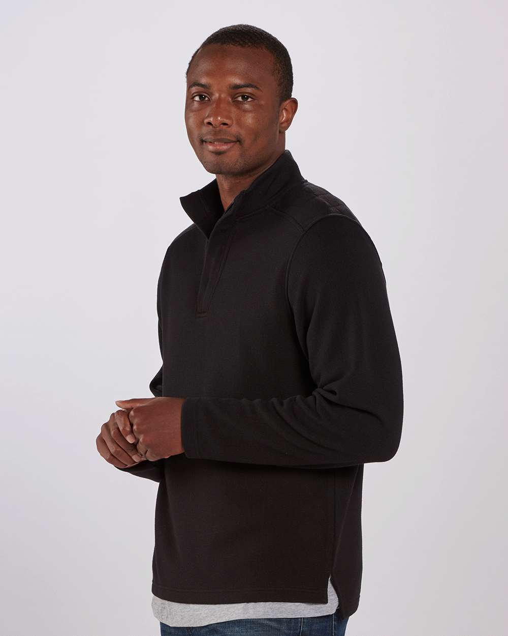 Unisex Sullivan Quarter-Zip Pullover - OnModelSide - B12903501 - Black