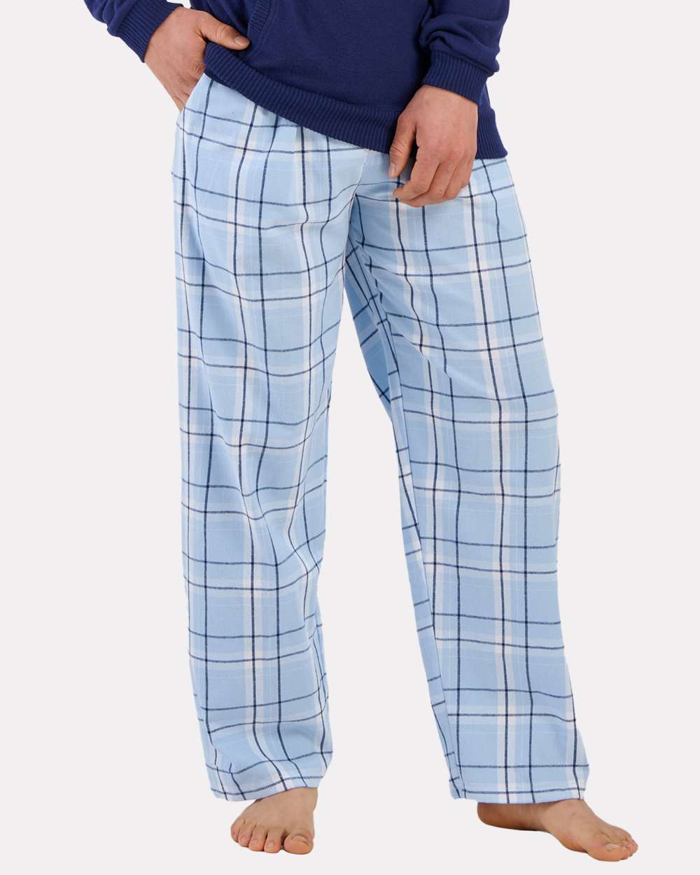 Men's Harley Flannel Pants - Front - B13203031 - Sky Blue Carnegie Plaid