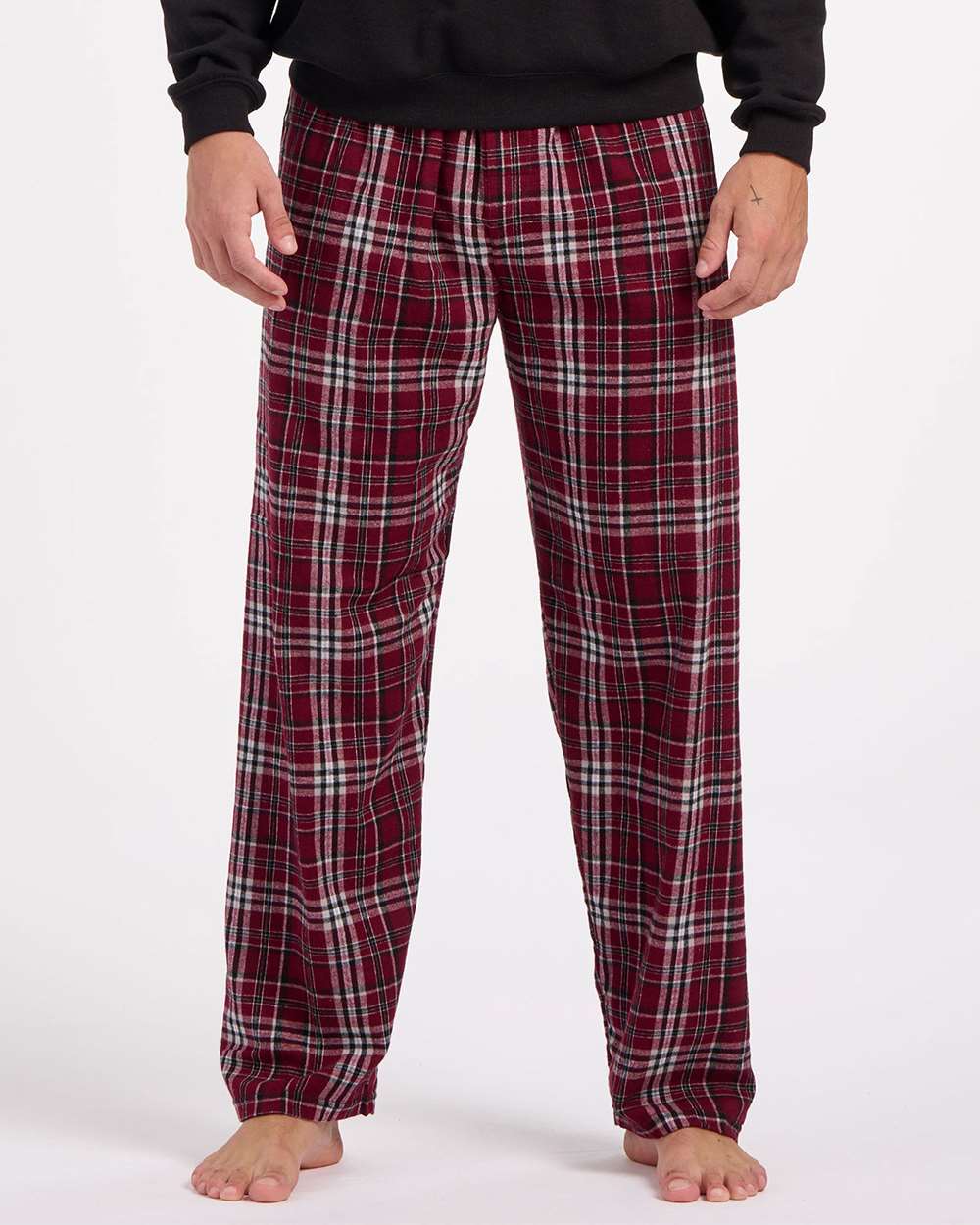 Men's Harley Flannel Pants - Front - B13203481 - Maroon Plaid