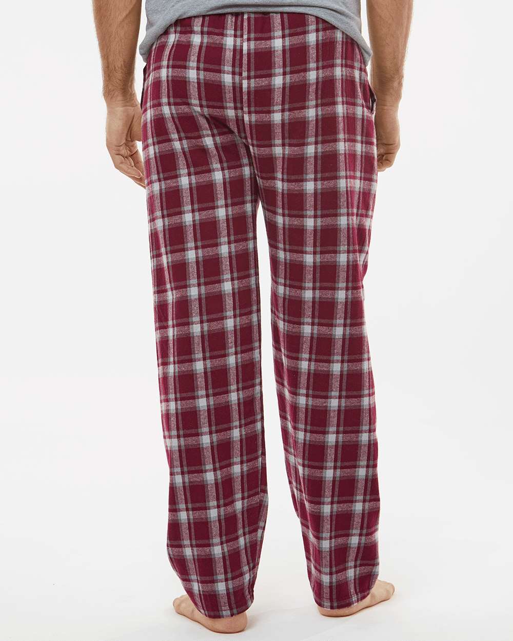 Men's Harley Flannel Pants - OnModelBack - B13203111 - Heritage Maroon Plaid