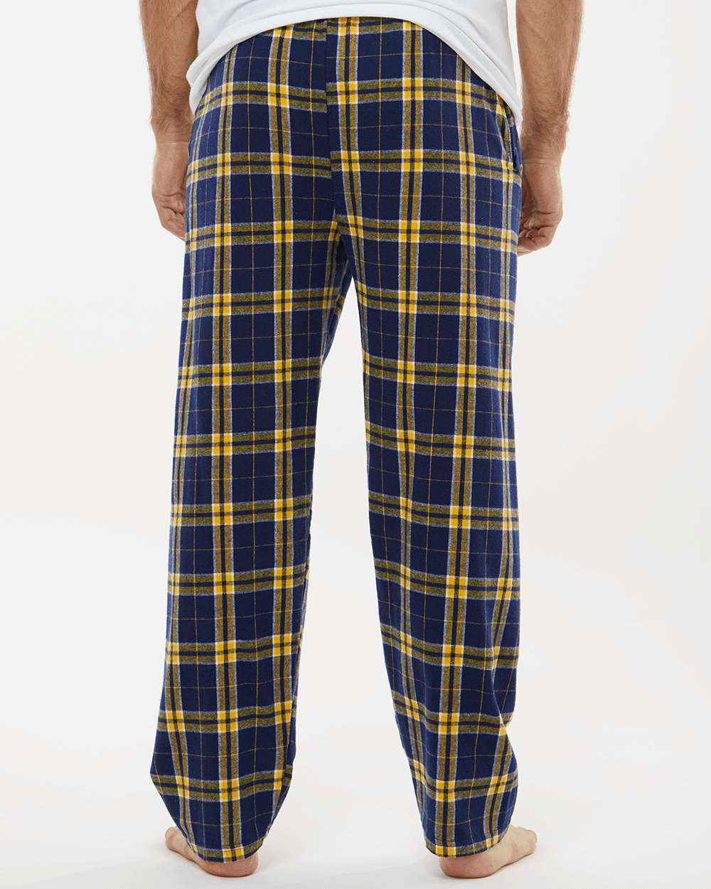 Men's Harley Flannel Pants - OnModelBack - B13203141 - Navy/ Gold