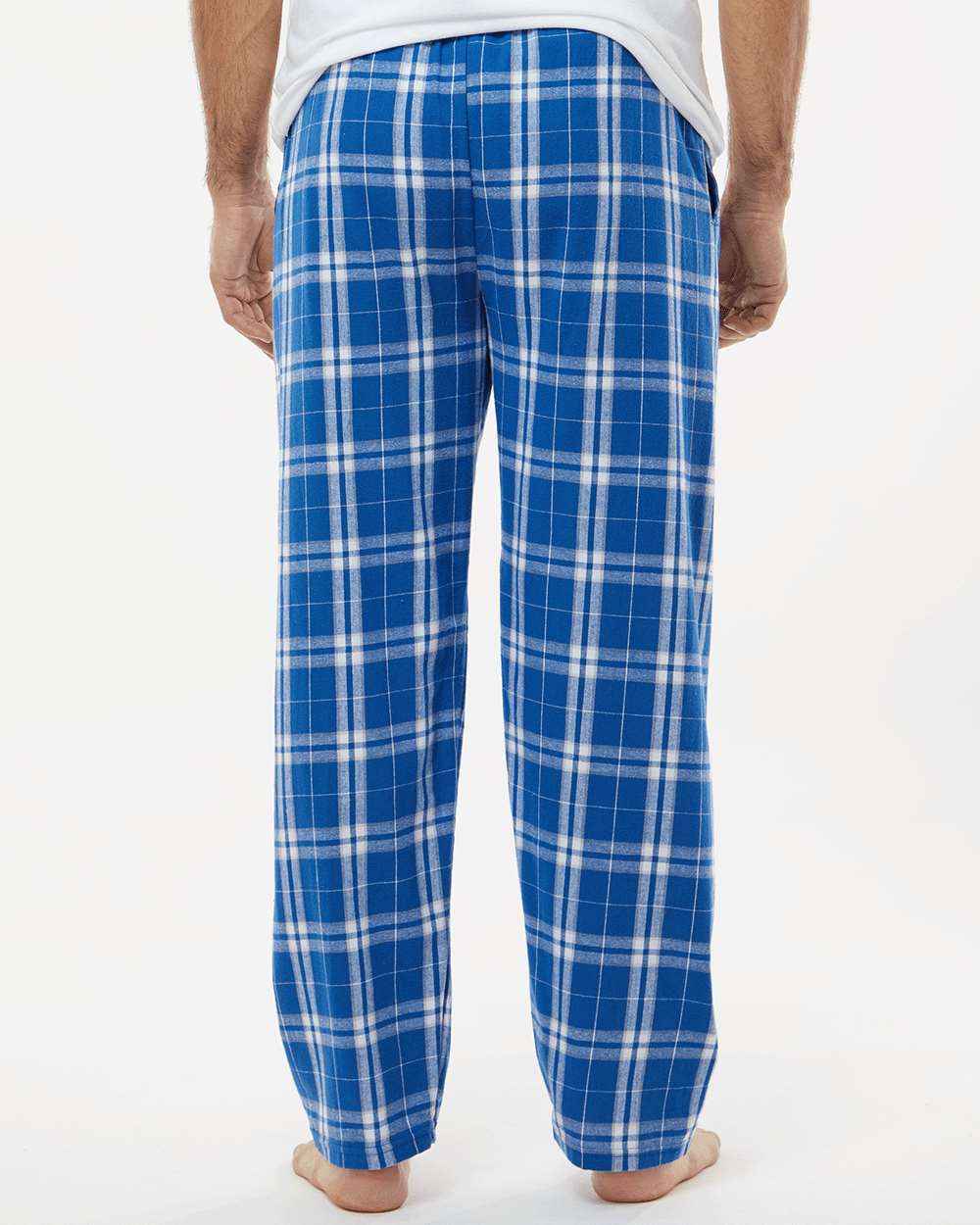 Men's Harley Flannel Pants - OnModelBack - B13203211 - Royal/ Silver Plaid