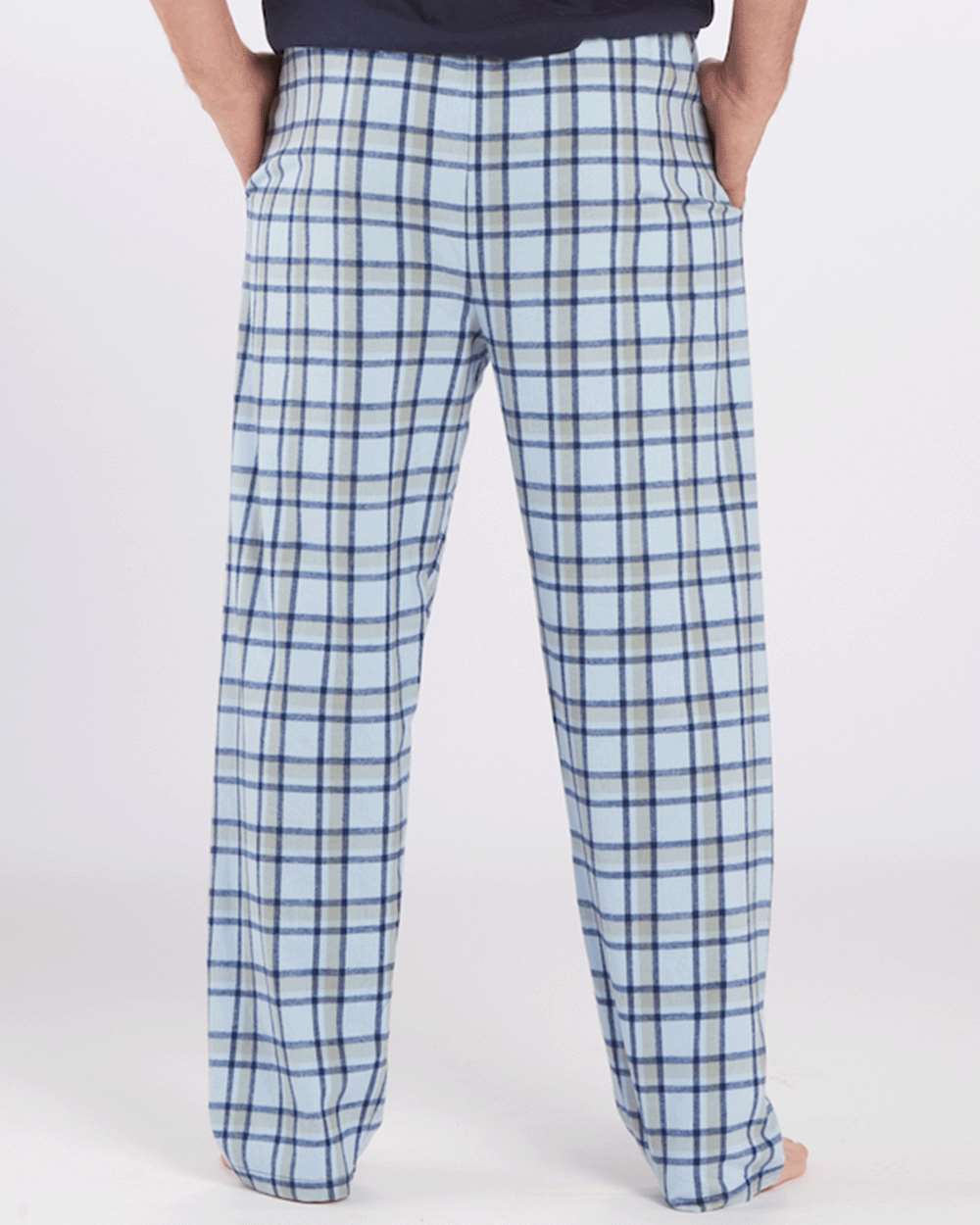 Men's Harley Flannel Pants - OnModelBack - B13203251 - Heritage Carolina Blue Plaid