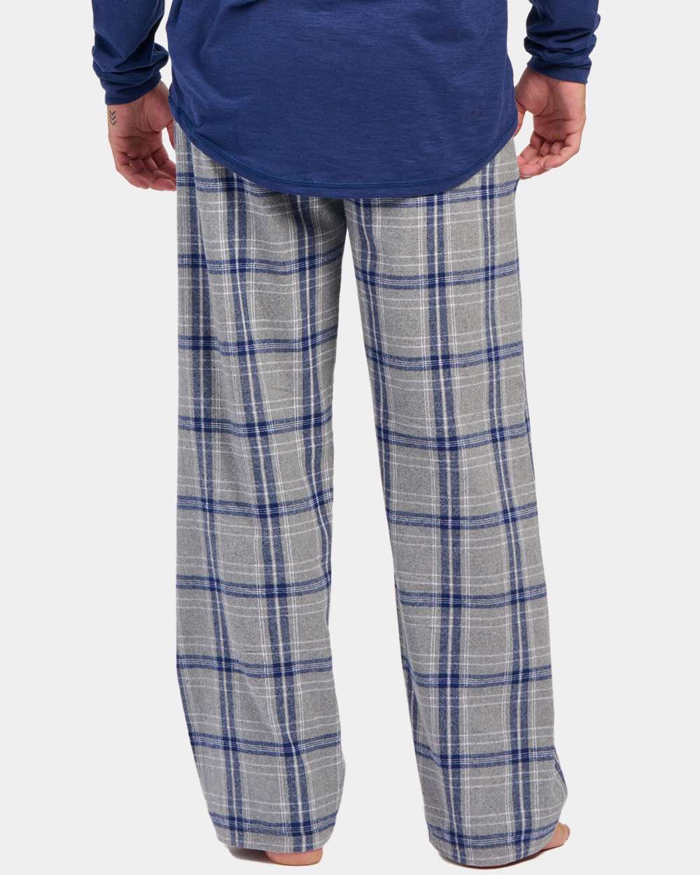 Men's Harley Flannel Pants - OnModelBack - B13203461 - Oxford Heather/ Navy Kingston