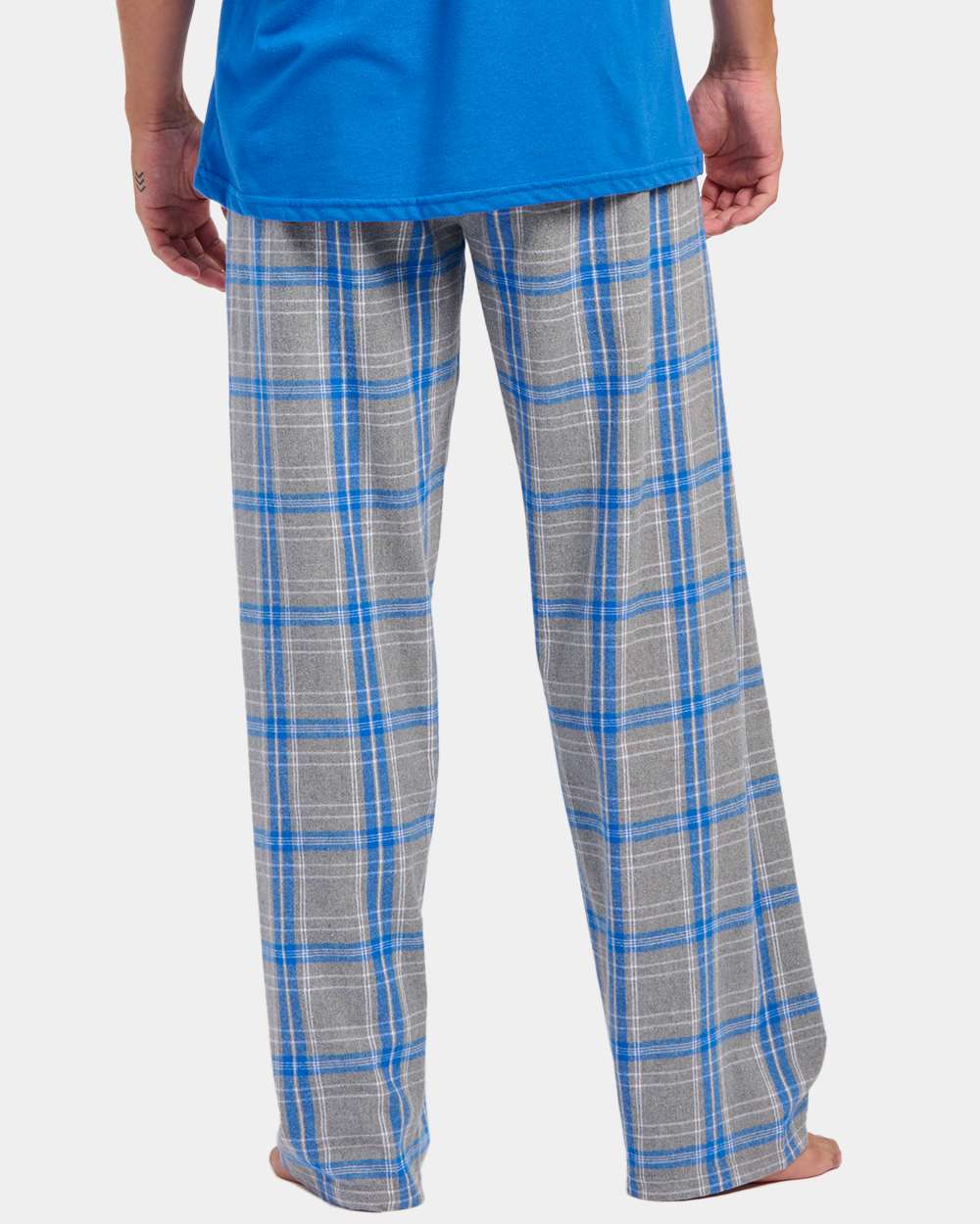 Men's Harley Flannel Pants - OnModelBack - B13203471 - Oxford Heather/ Royal Kingston