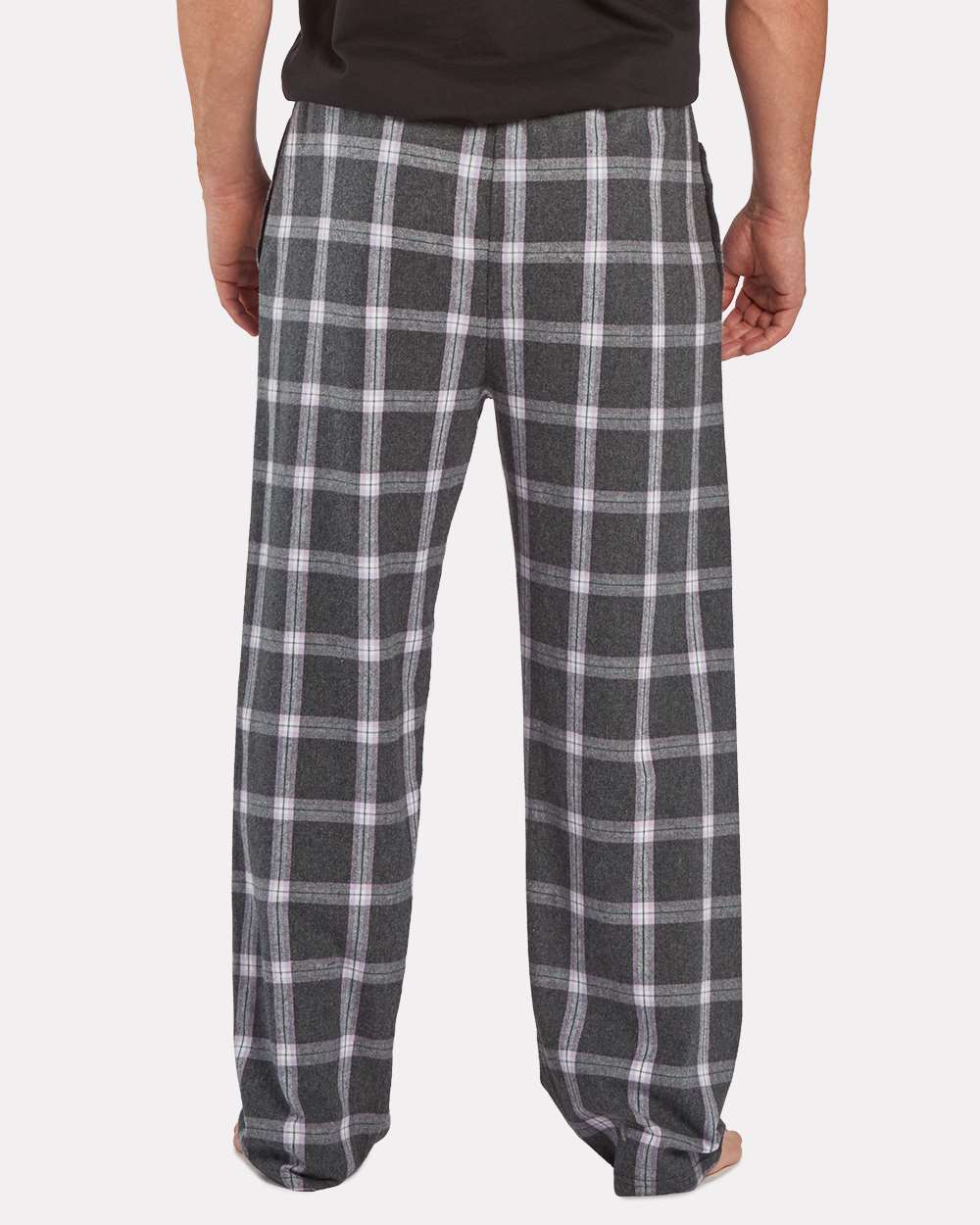 Men's Harley Flannel Pants - OnModelBack - B13203591 - Charcoal Lavender Tomboy Plaid