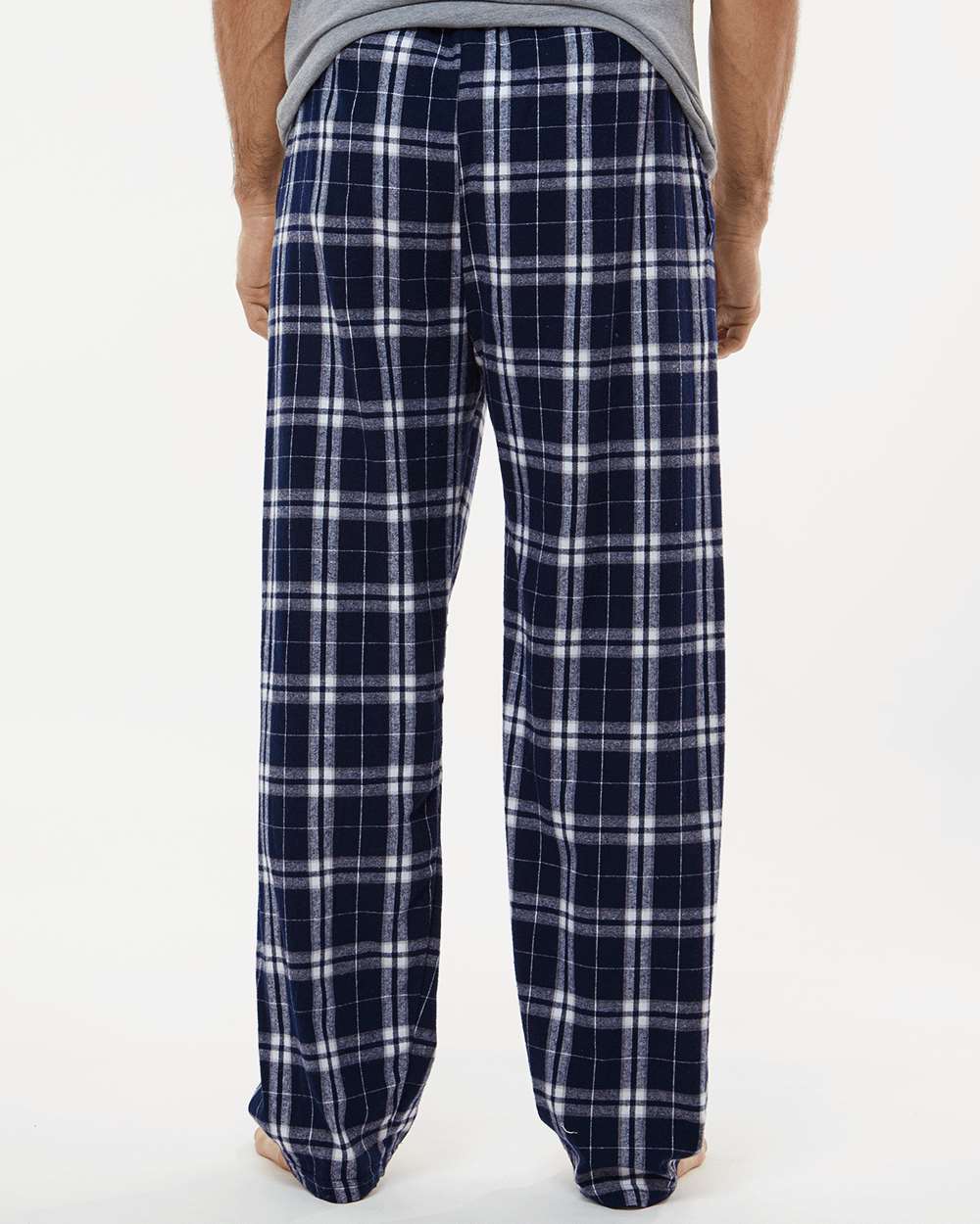 Men's Harley Flannel Pants - OnModelBack - B13203651 - Navy/ Silver Plaid
