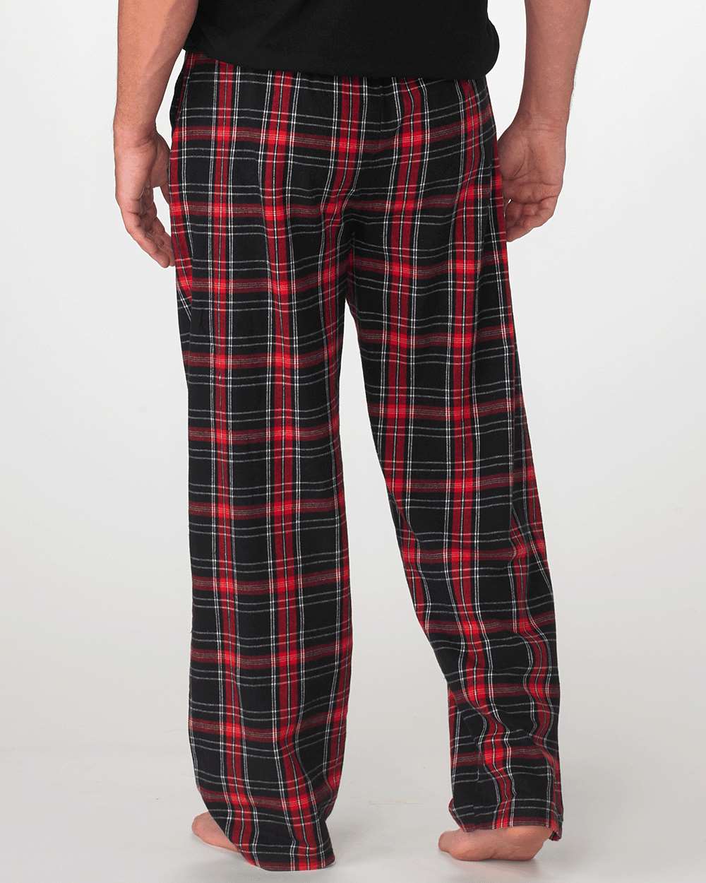 Men's Harley Flannel Pants - OnModelBack - B13203951 - Black/ Red Kingston Plaid