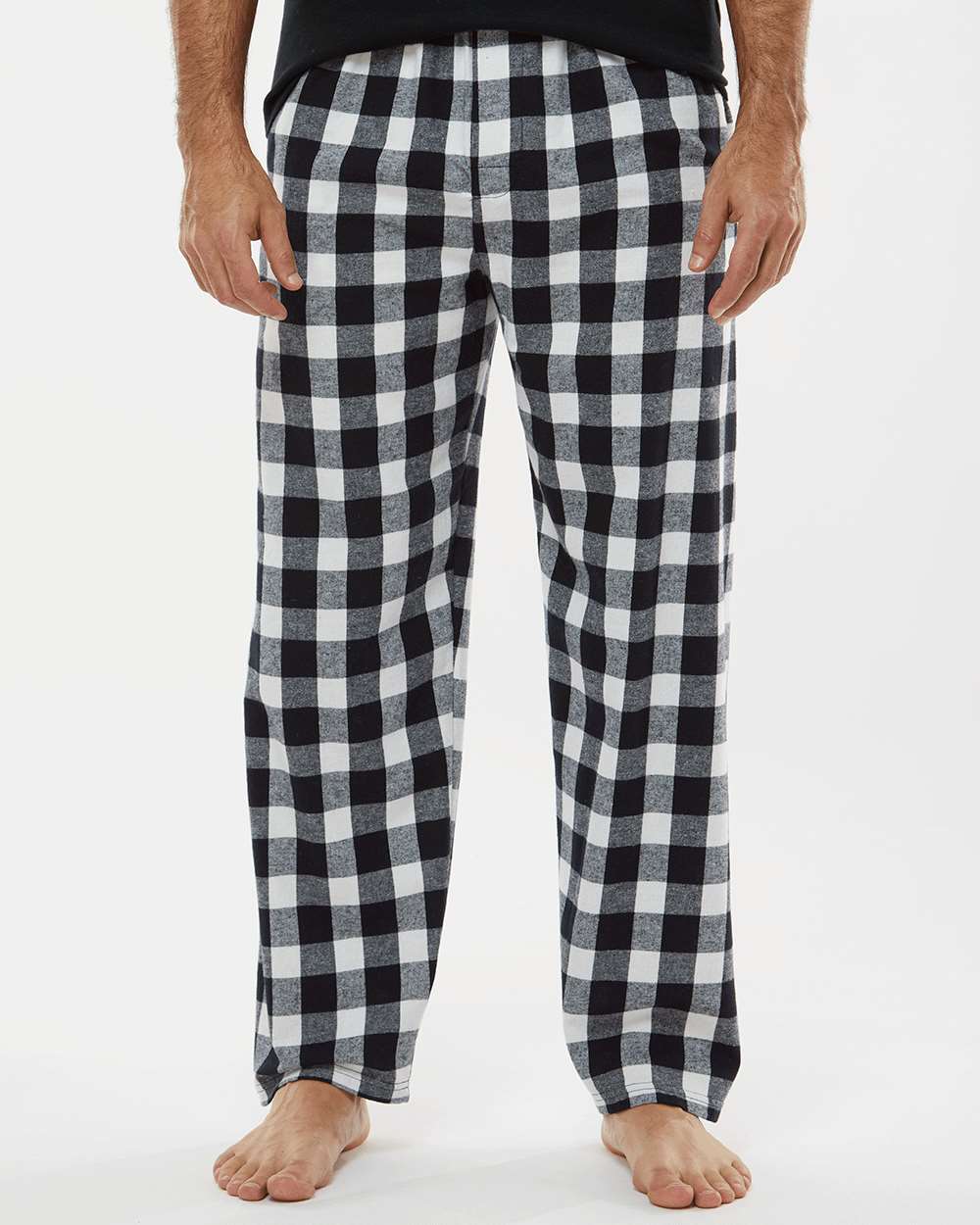 Men's Harley Flannel Pants - OnModelFront - B13203001 - Black/ White Buffalo Plaid