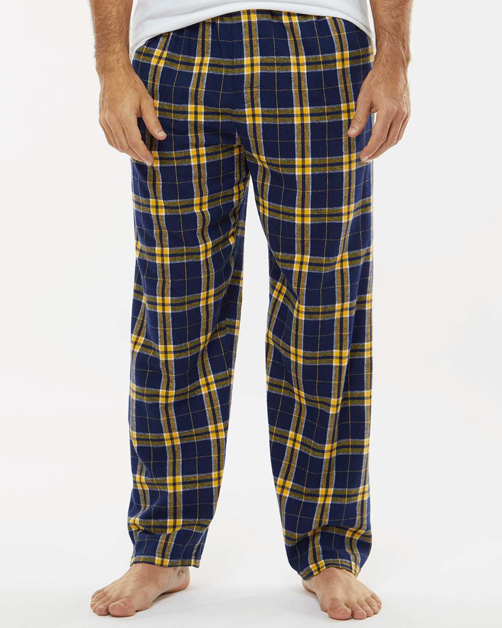 Men's Harley Flannel Pants - OnModelFront - B13203141 - Navy/ Gold