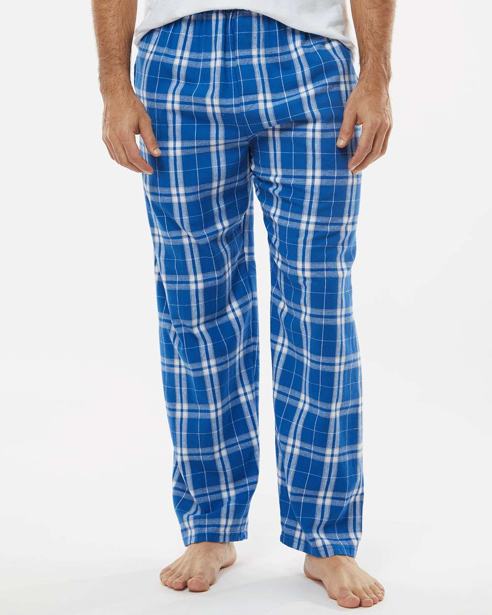 Men's Harley Flannel Pants - OnModelFront - B13203211 - Royal/ Silver Plaid