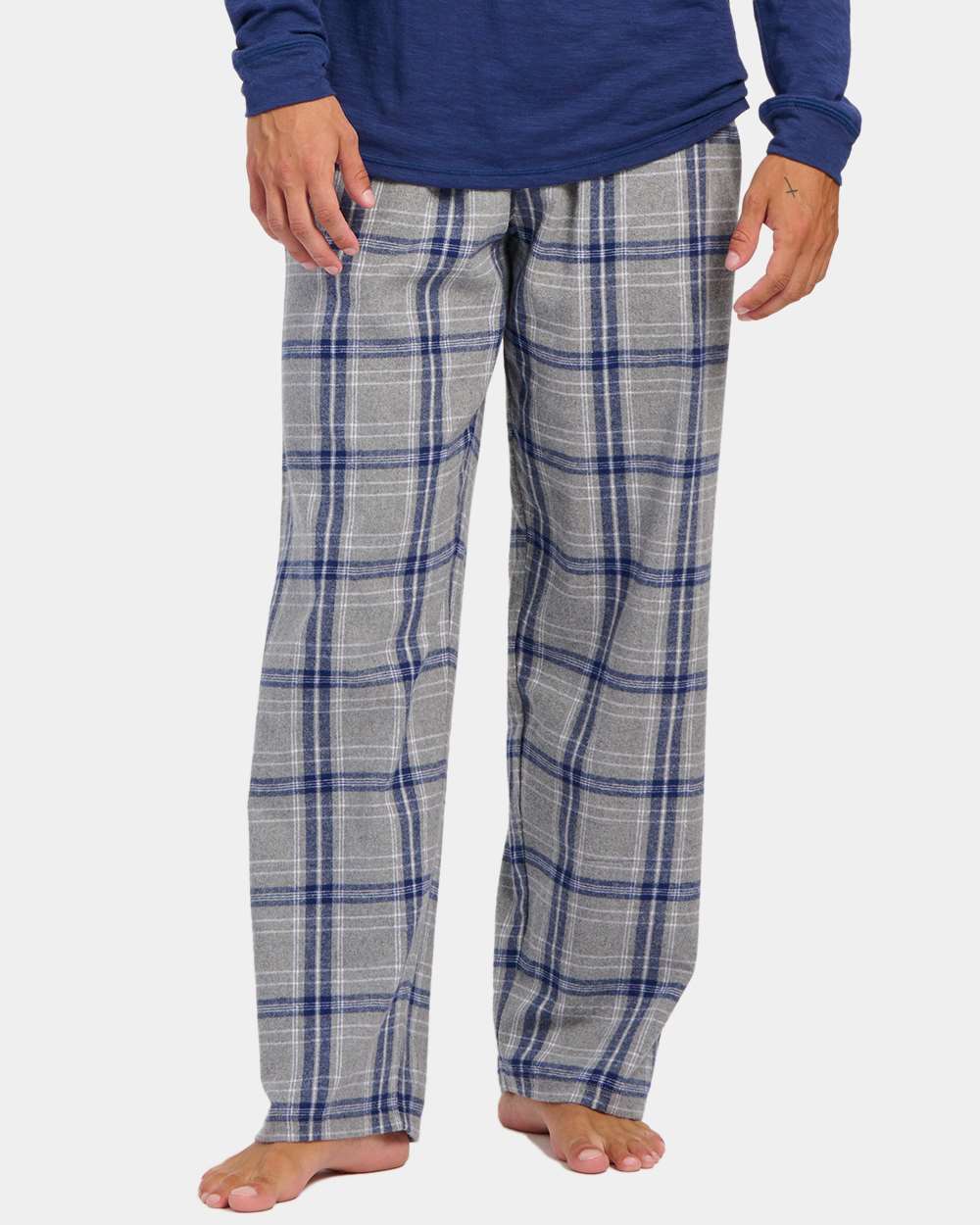 Men's Harley Flannel Pants - OnModelFront - B13203461 - Oxford Heather/ Navy Kingston