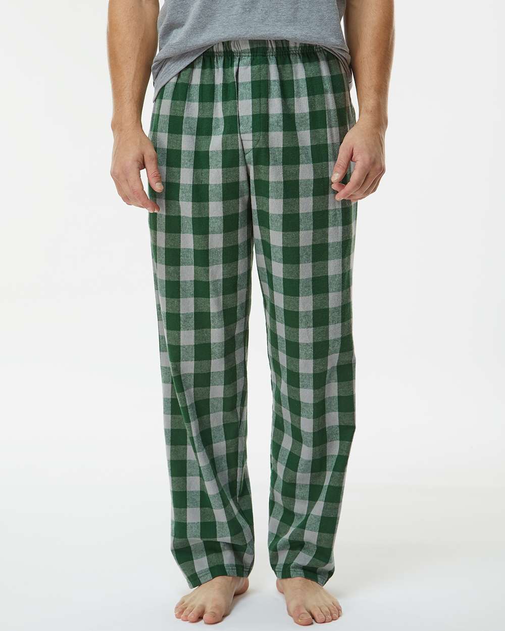 Men's Harley Flannel Pants - OnModelFront - B13203541 - Green/ Oxford Buffalo