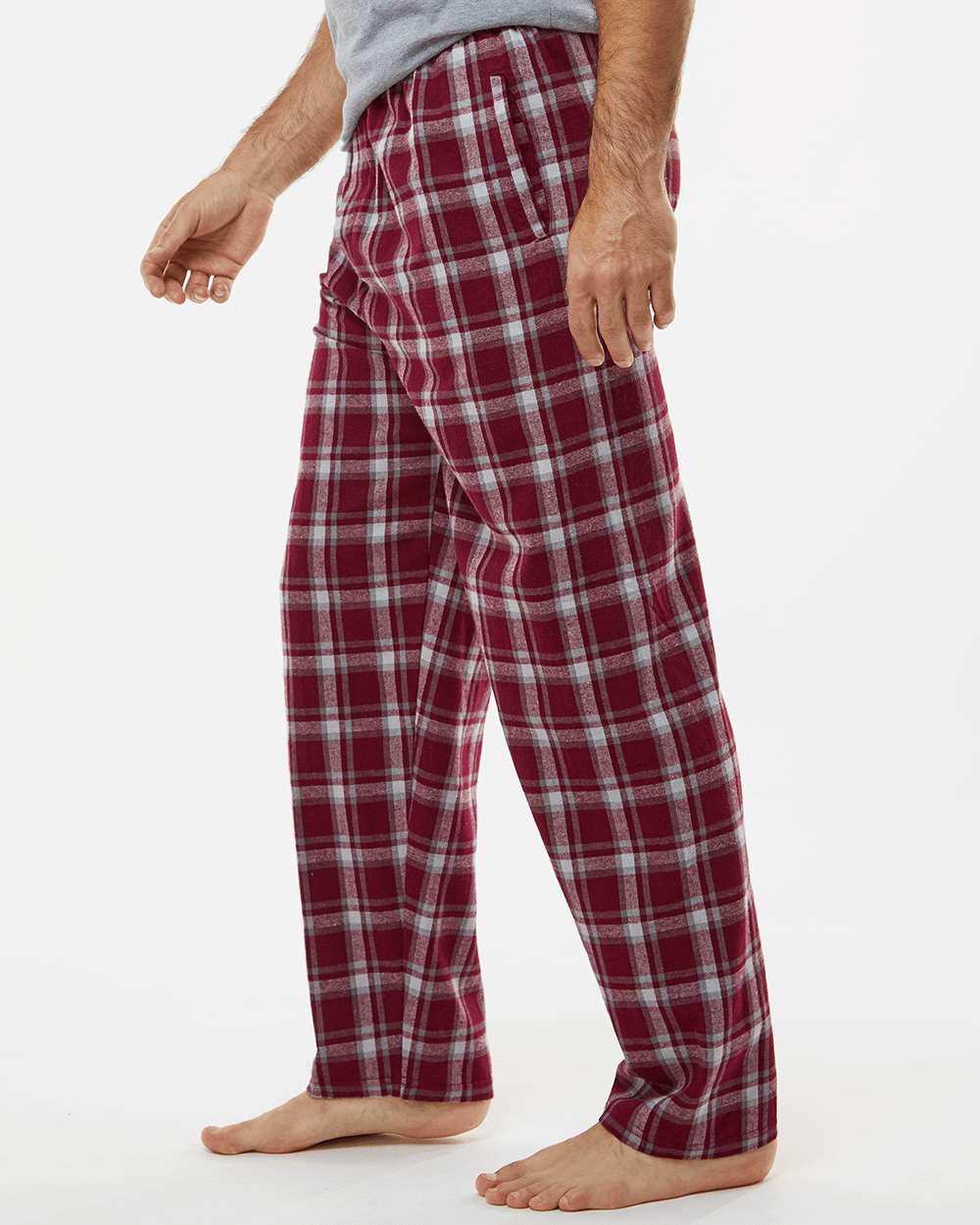 Men's Harley Flannel Pants - OnModelSide - B13203111 - Heritage Maroon Plaid