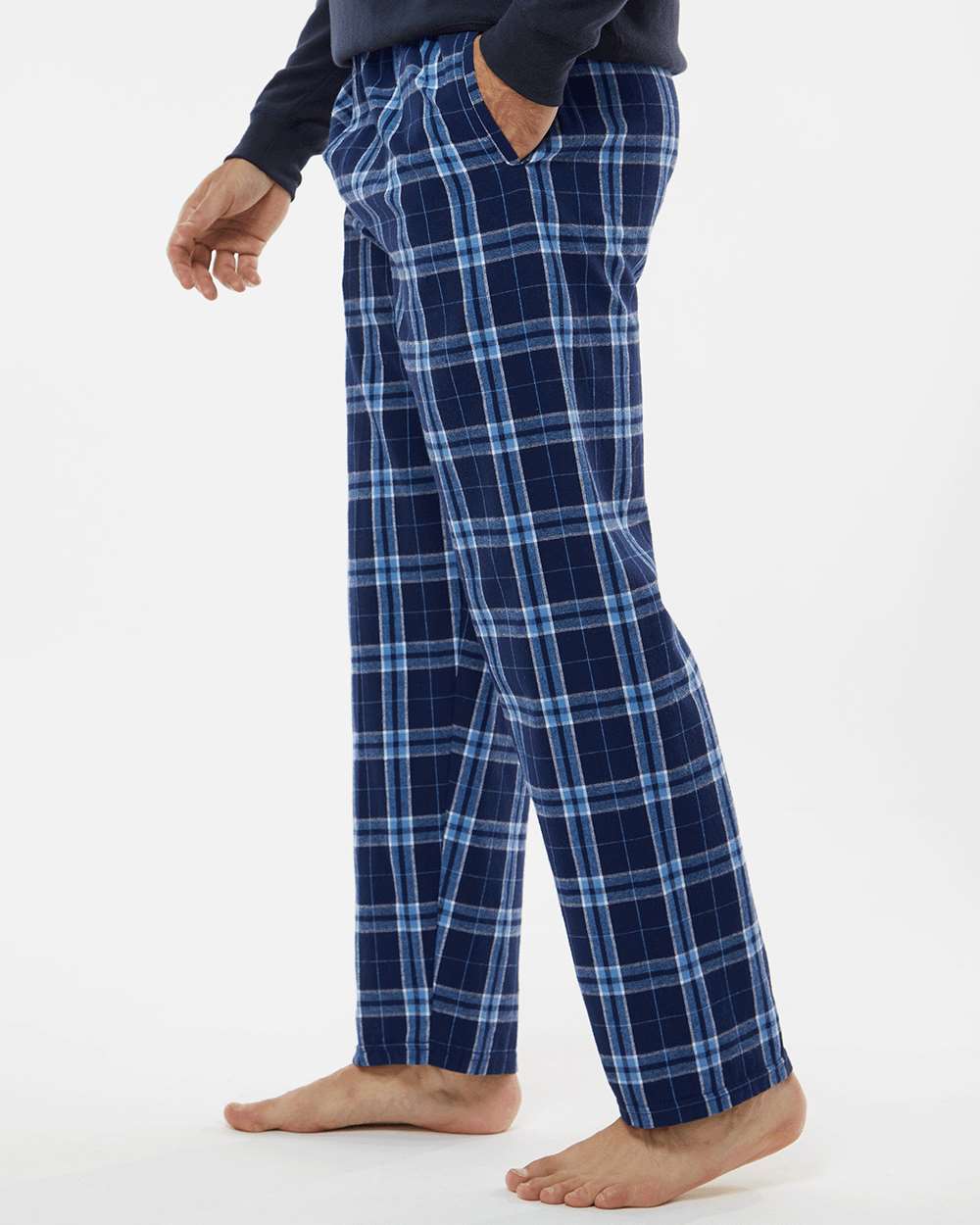 Men's Harley Flannel Pants - OnModelSide - B13203131 - Navy/ Columbia Plaid