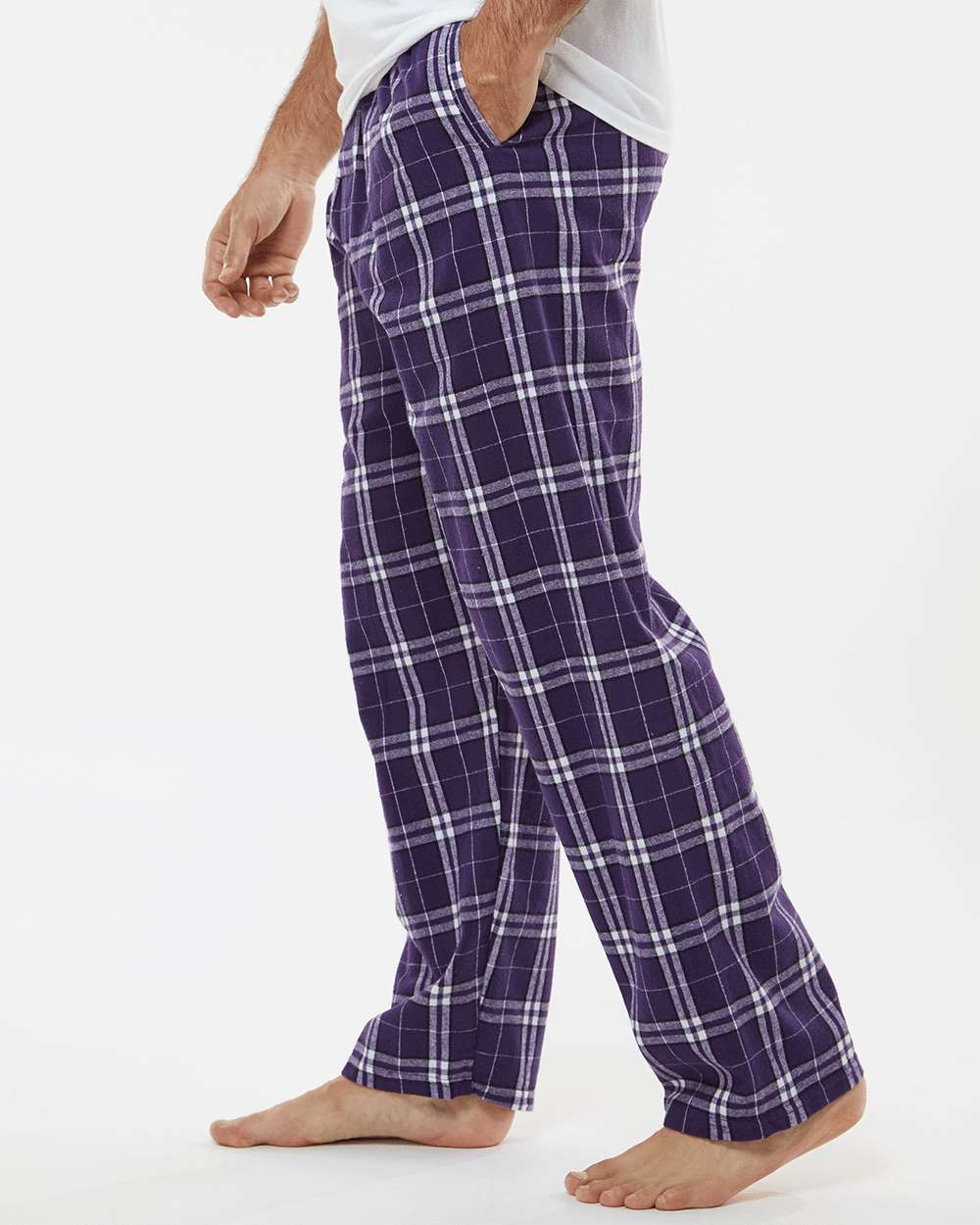 Men's Harley Flannel Pants - OnModelSide - B13203151 - Purple/ White Plaid