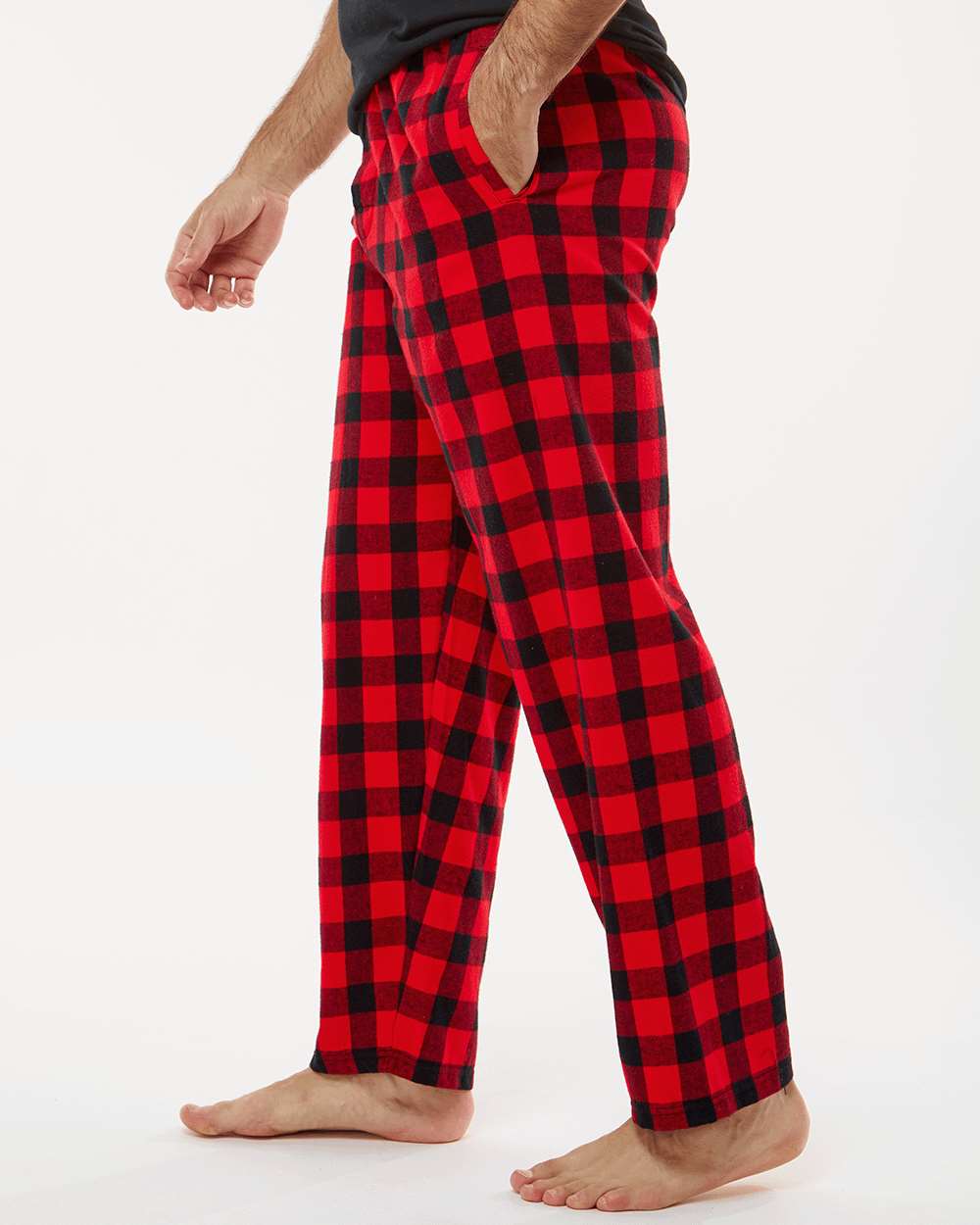 Men's Harley Flannel Pants - OnModelSide - B13203181 - Red/ Black Buffalo