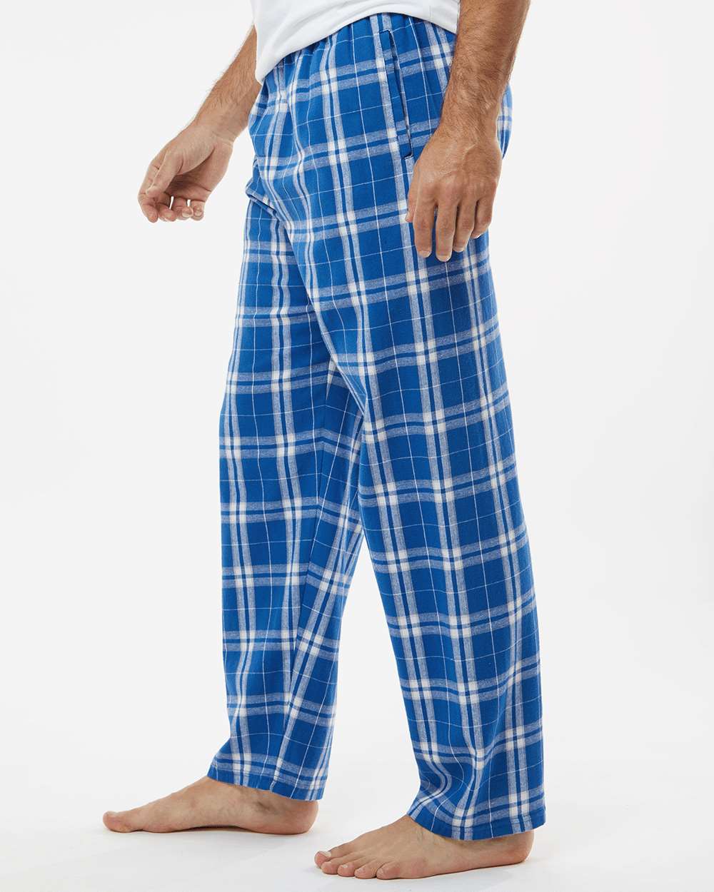 Men's Harley Flannel Pants - OnModelSide - B13203211 - Royal/ Silver Plaid